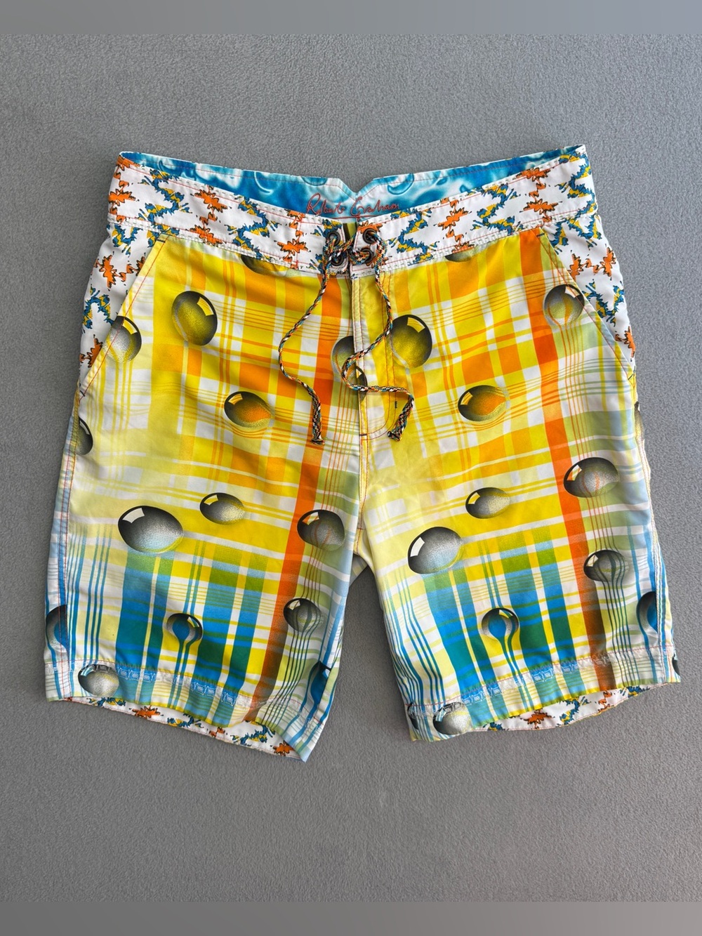 Robert Graham Swim Trunks 34 Men's Shorts Mulitcolor Plaid Lined Beach Board